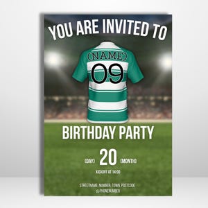 Invitación de cumpleaños editable de fútbol inspirada en el Sporting de Lisboa (descarga digital)