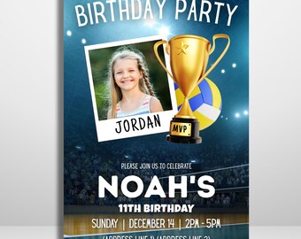 Editable Volleyball Birthday Invitation | Printable Party Template and Digital Invite