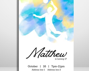 Editable Volleyball Birthday Invitation | Printable Party Template and Digital Invite
