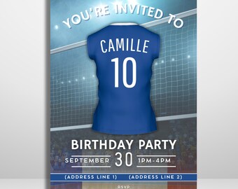 Editable France national team Volleyball Birthday Invitation | Printable Party Template and Digital Invite