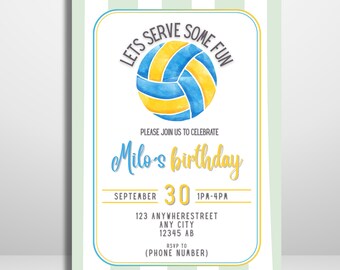 Editable Volleyball Birthday Invitation | Printable Party Template and Digital Invite