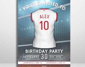 Editable Italy national team Volleyball Birthday Invitation | Printable Party Template and Digital Invite