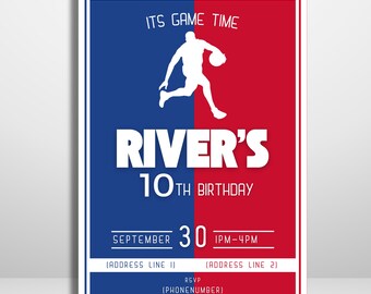 Basketball Party Invitation Template – Canva editable sports Birthday Invite – Instant Digital Download