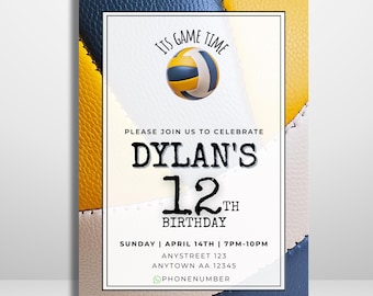 Editable Volleyball Birthday Invitation | Printable Party Template and Digital Invite