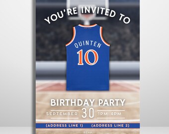 New York Knicks themed Basketball Invitation Template – Editable sports Birthday Party Invite – Digital Download