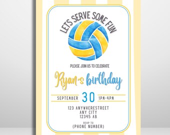 Editable Volleyball Birthday Invitation | Printable Party Template and Digital Invite