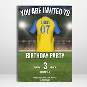 Editable Football Birthday Invitation - Al Nassr / Christiano Ronaldo-inspired (digital download) afbeelding 1