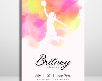 Basketball Party Invitation Template – Canva editable sports Birthday Invite – Instant Digital Download