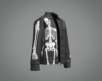 Skelettjacka Halloween | Spöklika kostymkläder | Cosplay-kappa för män och kvinnor | Snygg jacka med dödskalletryck och dragkedja för festmode