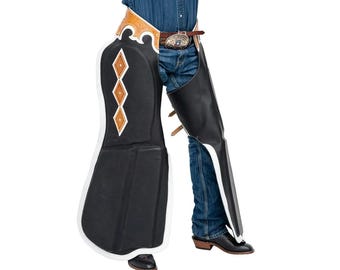 Chaps de rodeo / Equipo de rodeo de cuero occidental / Chaps de vaquero hechos a mano con flecos / Traje de rodeo / Equipo para montar a caballo