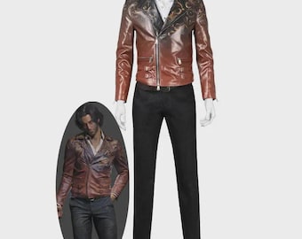 Resident Evil 4 Luis Serra Men’s Brown Vintage Leather Jacket – Retro Motorcycle Style Riding Coat