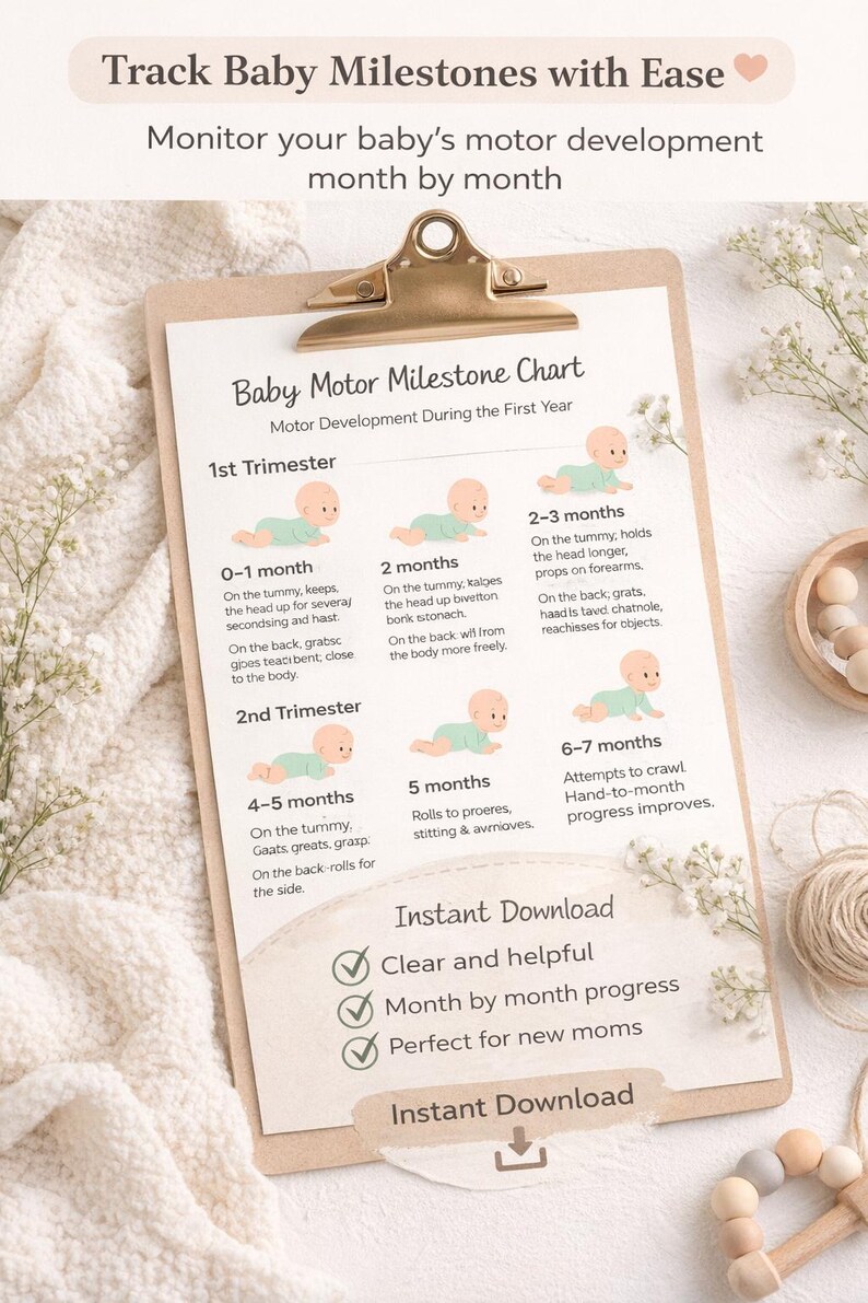 Baby Milestone Chart 0-12 Months | Printable Motor Development Guide ...