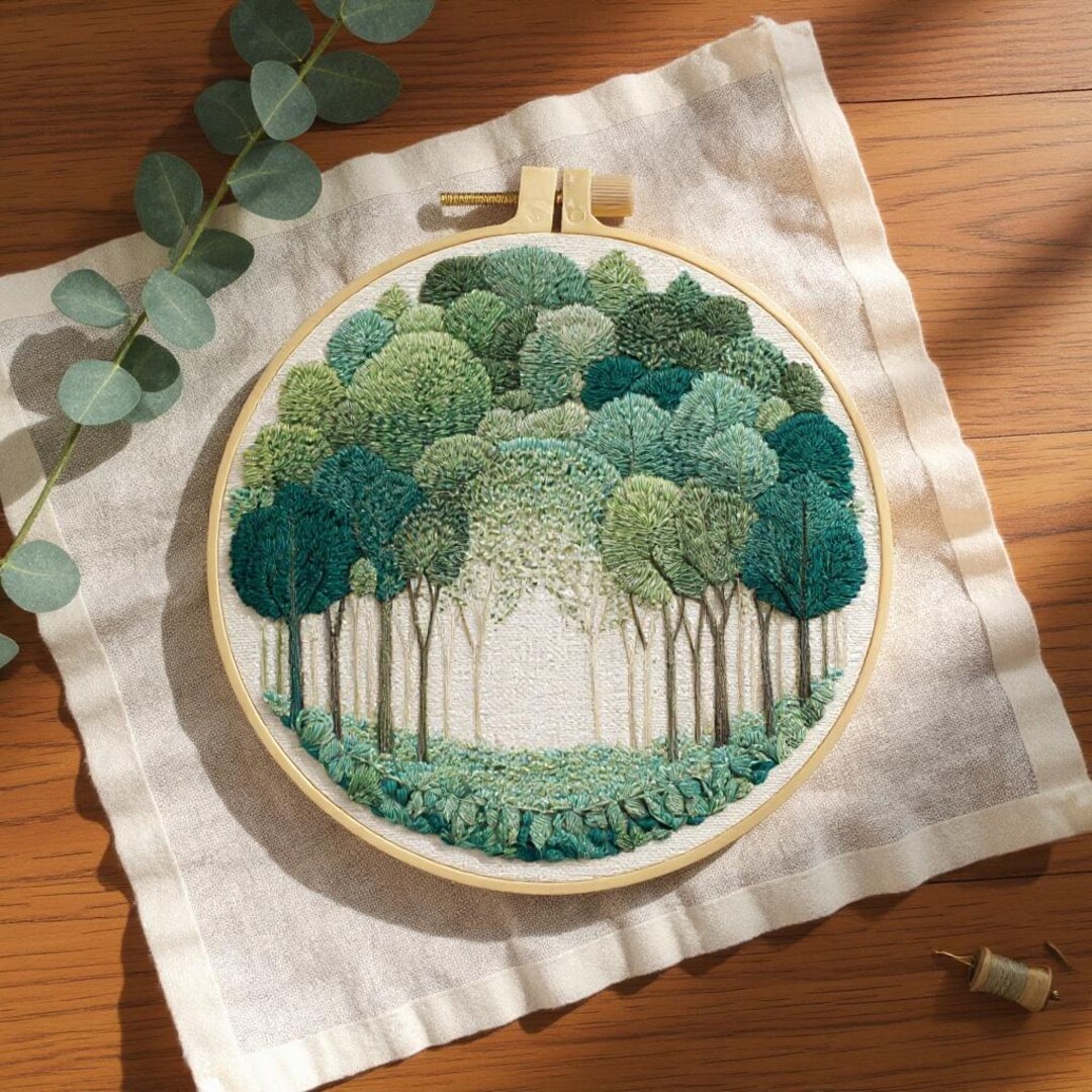Beginner Embroidery Kit Adult | Forest Tree Nature Landscape Starter ...