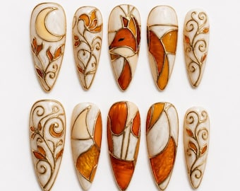 Amber Stained Glass | Fox Moon Almond Nails