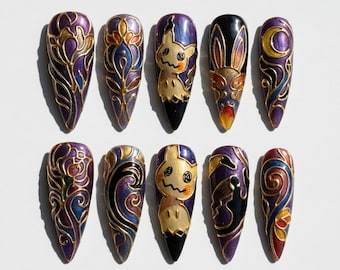 Handpainted - Spooky Anime Ghost 3D - Press On Nails