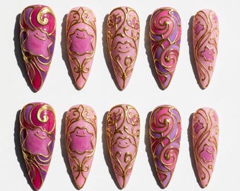 Handpainted - Pink Anime Slime 3D - Press On Nails - Pokemon Inspired