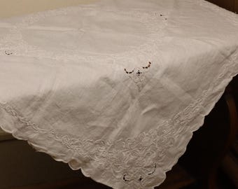 Mantel de lino francés vintage hecho a mano