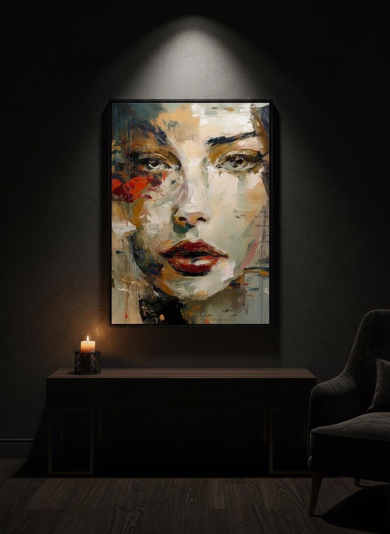 Modern Abstract Woman Portrait Printable Wall Art - Etsy