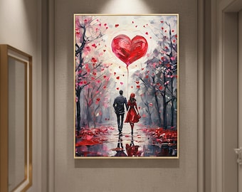 Romantic Couple Wall Art Printable, Heart Love Art