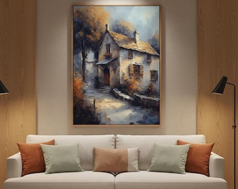 Cottage House Oil Painting Print