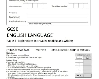 2025 Aqa Gcse English Language Paper 1, Mark Scheme + Insert 8700/1