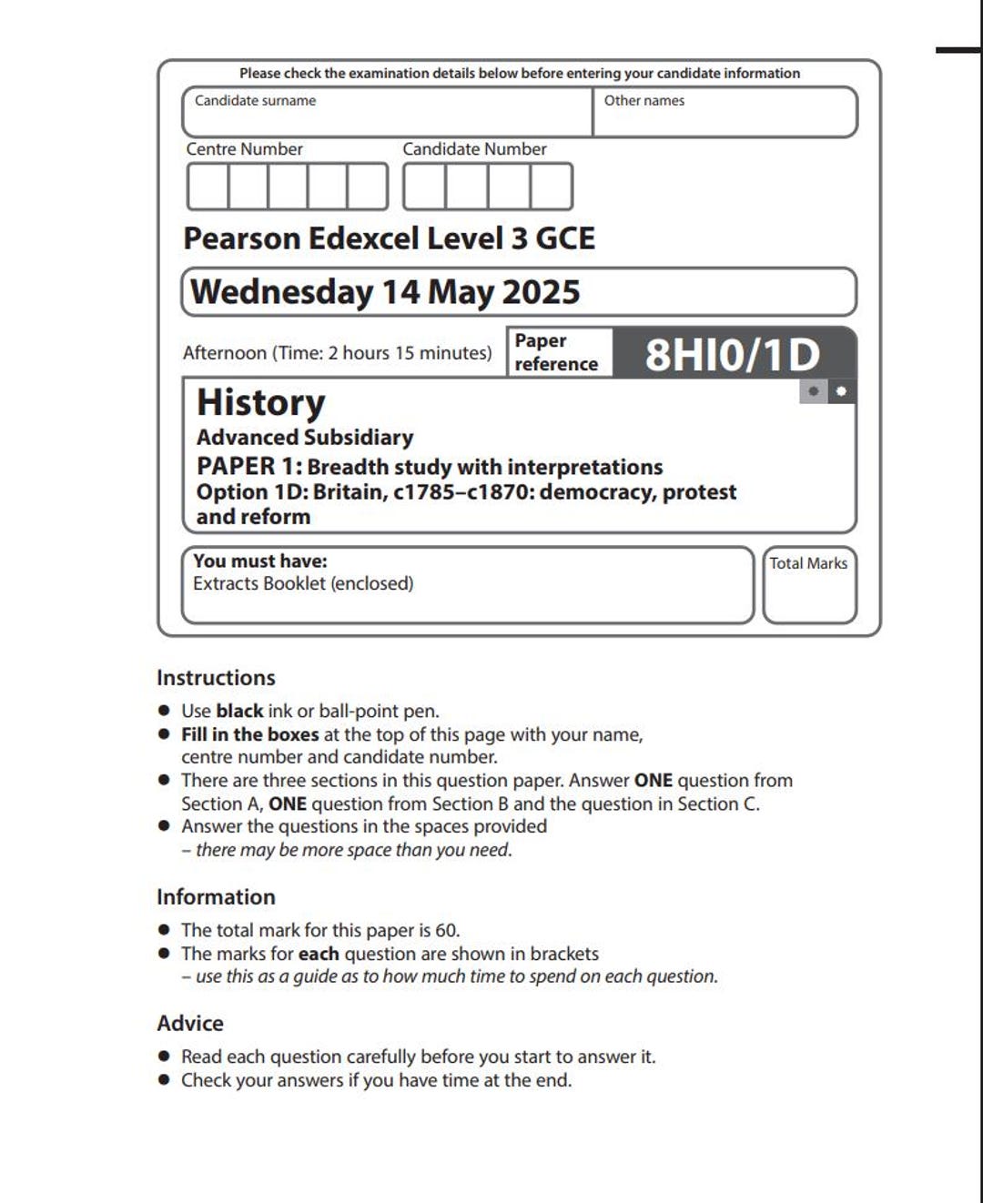 Pearson Edexcel AS Level History Paper 1D 2025 Mark Scheme 8HI0/1D - Etsy