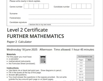 AQA GCSE Further Mathematics Paper 2 2025 Mark Scheme 8365/2