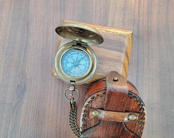 Personalized Brass Sundial Compass – Handmade Nautical Gift