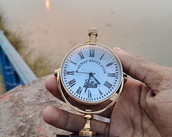 Antique Brass Table Clock – Handmade Vintage Home Decor