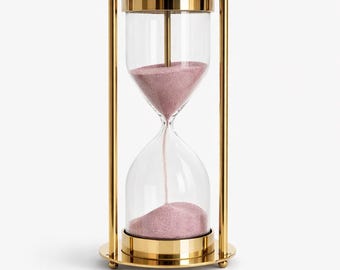 Handcrafted Brass Hourglass – Pink Sand, Nautical Desk Decor