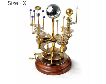 Handcrafted Brass Orrery – Working Sun-Earth-Moon Tellurion, Scientific Desk Art