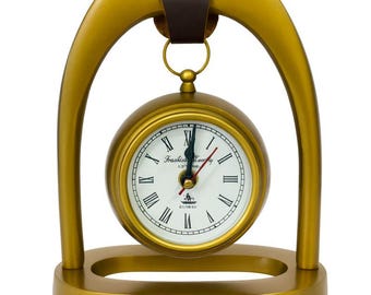 Handmade Brass Desk Clock – Antique Roman Numeral Timepiece