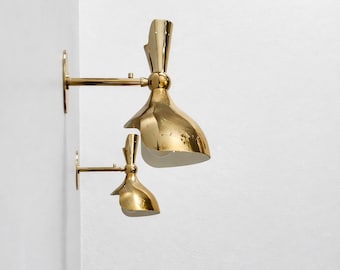 Italian Raw Brass Wall Sconces – Mid-Century Sputnik Lighting Pair