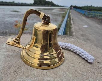 Solid Brass Hanging Ship Bell | Vintage Nautical Decor, Antique Brass, Handcrafted Maritime Accent