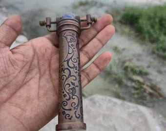 Vintage Brass Kaleidoscope with Maslach Marble – Antique Optical Toy