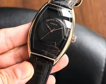 Franck Muller Grand Curvex-pianohorloge – roségoud, zwarte leren band