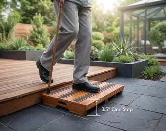 Wooden Step Stool, 3.5 Inch Height, Non-Slip Platform for Indoor Outdoor Use