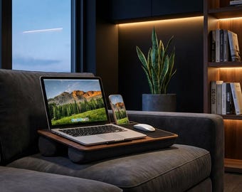 Home Office Lap Desk for Laptop , Cushioned Lap Table with Mouse Pad & Phone Ledge