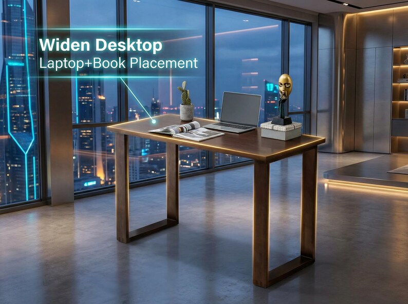 Solid Wood Computer Desk With USB Outlet, Modern Writing Study Gaming ...