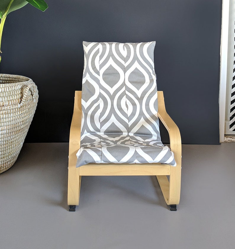 Ready to Ship Patchwork Gray Retro Print IKEA Childrens PO\u00c4NG Cushion Slipcover