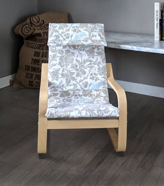 Blue Cockatoo Flower Print Ikea Kids Poang Cushion Slip Cover Etsy