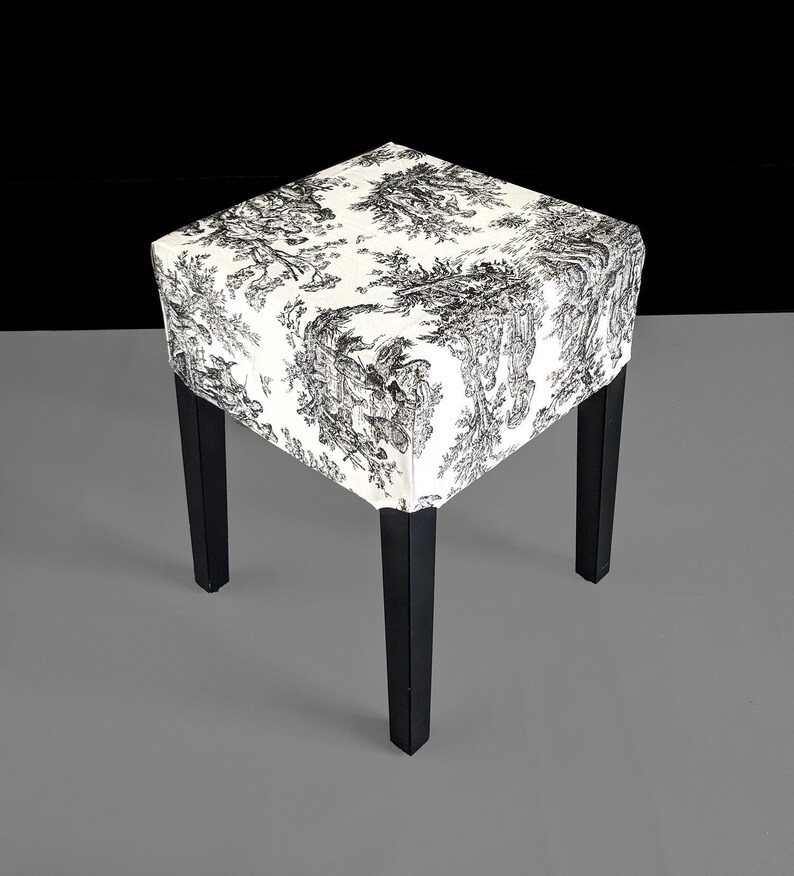 Traditional Farmhouse Print Black Ikea Stool Cover Black Etsy