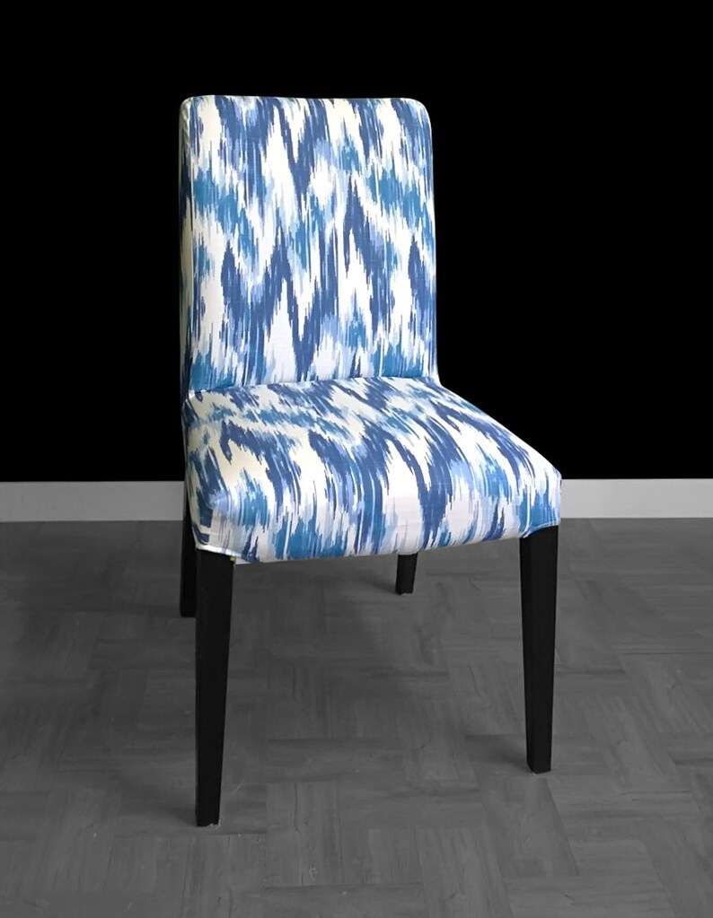 Blue Ikat Ikea Henriksdal Custom Dining Chair Cover Image 0