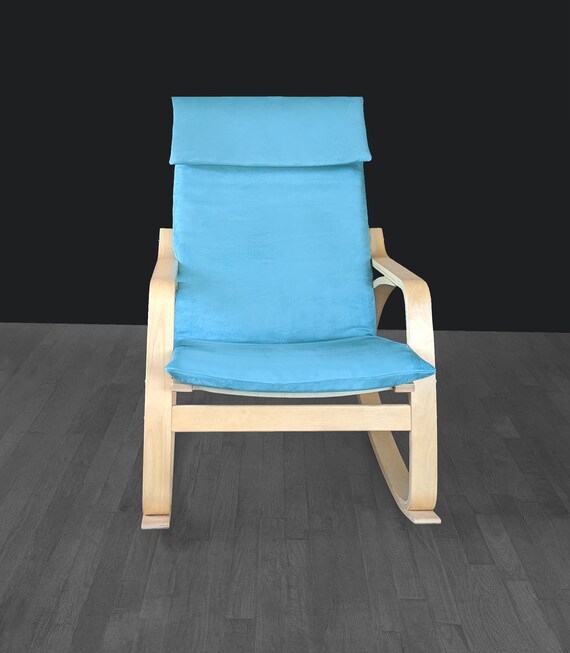 Blue Faux Suede Ikea Poang Chair Cover Teal Ikea Seat Cover Etsy