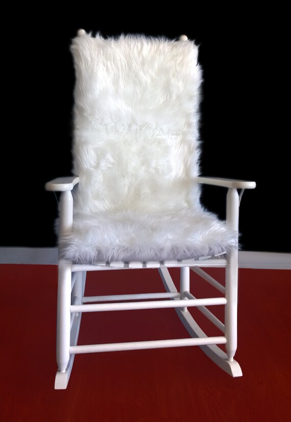 White Long Fur Rocking Chair Cushion Synthetic Fur Rocking Etsy