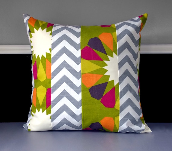 Extra Large Euro Size Pillow Cover Pinwheel Green Grey Etsy