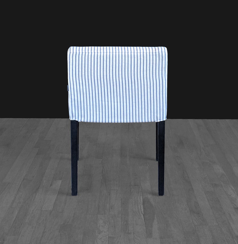 IKEA NILS Chair Slip Cover Indigo Blue Ticking Stripe
