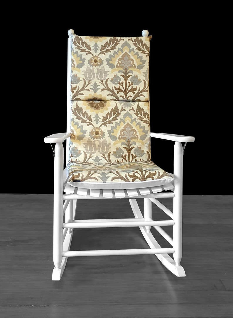 Beige Floral Rocking Chair Cover Foam Inserts And Matching Pillow Cover