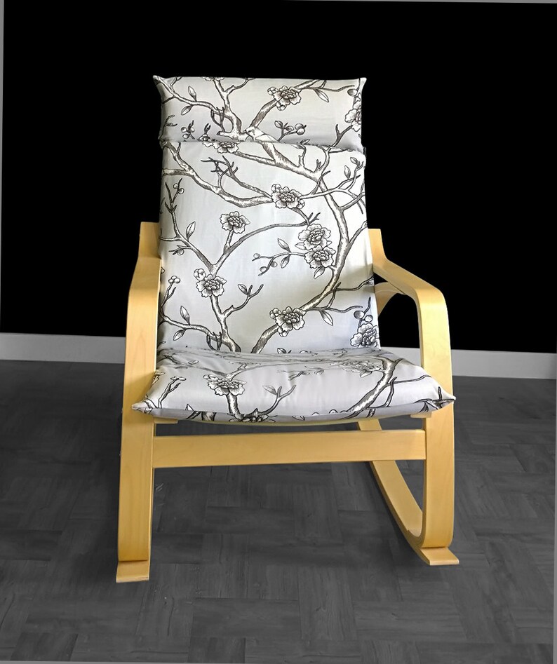Ikea Poang Cushion Chair Cover Dwell Studio Vintage Blossom Grey Dove