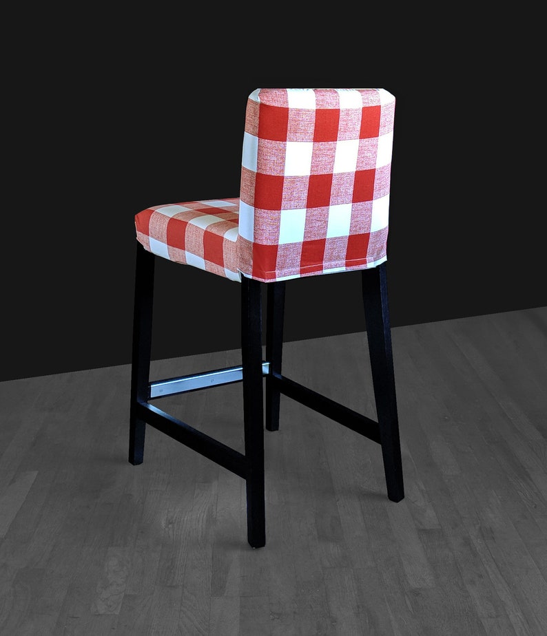 IKEA Bar Stool Chair Cover Red Buffalo Check Print HENRIKSDAL